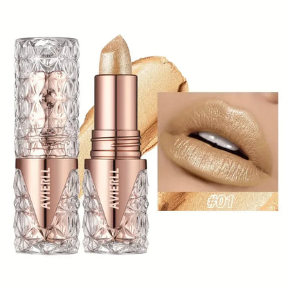 Fine Glitter lipstick, quicksand gold lipstick, moisturizing silky mermaid girl pink, long-lasting waterproof， grapefruit orange