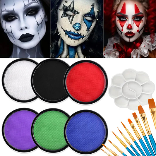Water Monochromatic Face Body Painting Palette Makeup Body Partie 10 Brushes and Palettes Set 30G