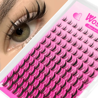 WOSHEER Lash Clusters Manga Lash Clusters Kit Clear Fairy Eyelash Clusters Wet-Look Spiky Anime Lashes Individual Lashes