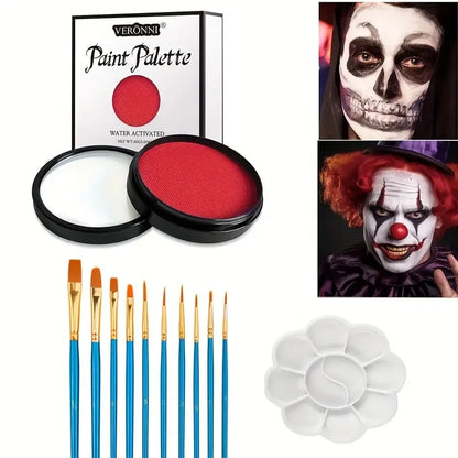 Water Monochromatic Face Body Painting Palette Makeup Body Partie 10 Brushes and Palettes Set 30G