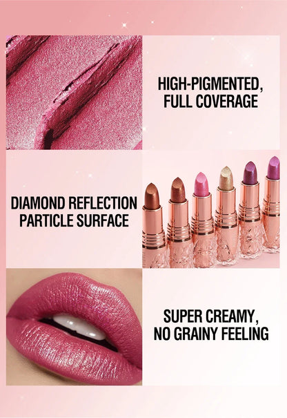 Fine Glitter lipstick, quicksand gold lipstick, moisturizing silky mermaid girl pink, long-lasting waterproof， grapefruit orange