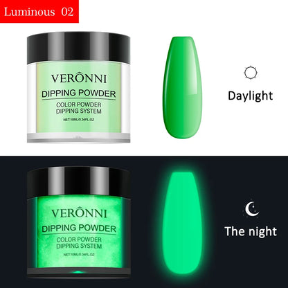 12 Colors Luminous Effect Dip Nail Powder Neon Nail Art Powder Dipping Powder System For DIY Home Salon 3D Manicure Extension