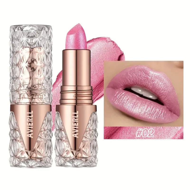 Fine Glitter lipstick, quicksand gold lipstick, moisturizing silky mermaid girl pink, long-lasting waterproof， grapefruit orange