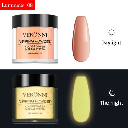 12 Colors Luminous Effect Dip Nail Powder Neon Nail Art Powder Dipping Powder System For DIY Home Salon 3D Manicure Extension