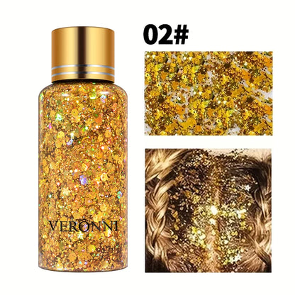 Gel Liquid Glitter Eyeshadow Lip Body Long Lasting Glitter Gel for Hair,Face and Body Makeup, Party, Music Festival