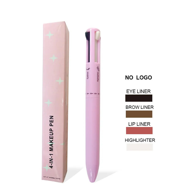 4 in 1 Eyeliner Gel Pen, Makeup Pen Natural Eyeshadow Highlighter Lip Liner