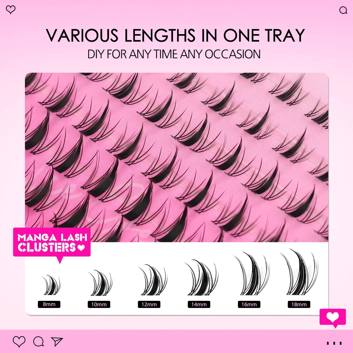 WOSHEER Lash Clusters Manga Lash Clusters Kit Clear Fairy Eyelash Clusters Wet-Look Spiky Anime Lashes Individual Lashes