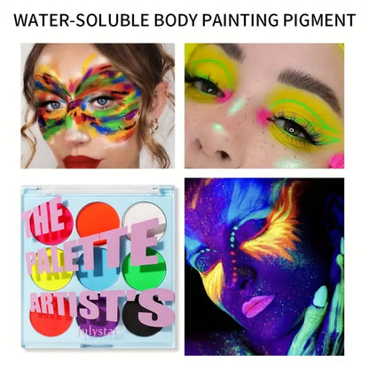 Face Body PaintingWater Soluble Colour UV Eyeliner PaletteLuminous EyelinerQuick DryingNon-Smudge Body Painting Art Cream Makeup