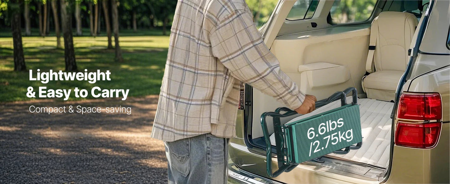 Garden Kneeler and Seat 6 inch Wide Kneeling Pad Heavy Duty Garden Kneeling Stool Folding Garden Seat with 2 Tool Bags