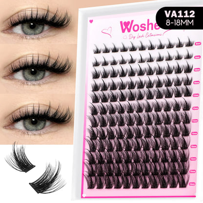 WOSHEER Lash Clusters Manga Lash Clusters Kit Clear Fairy Eyelash Clusters Wet-Look Spiky Anime Lashes Individual Lashes