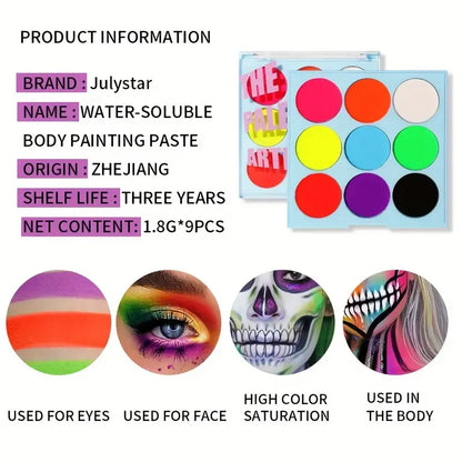 Face Body PaintingWater Soluble Colour UV Eyeliner PaletteLuminous EyelinerQuick DryingNon-Smudge Body Painting Art Cream Makeup