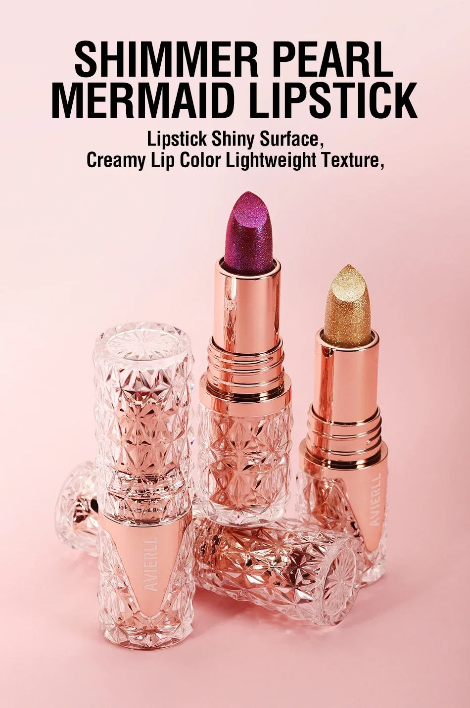 Fine Glitter lipstick, quicksand gold lipstick, moisturizing silky mermaid girl pink, long-lasting waterproof， grapefruit orange