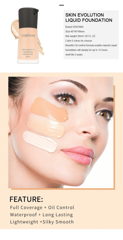 Matte Liquid Foundation Oil Control Concealer Natural Face Base Professional Makeup