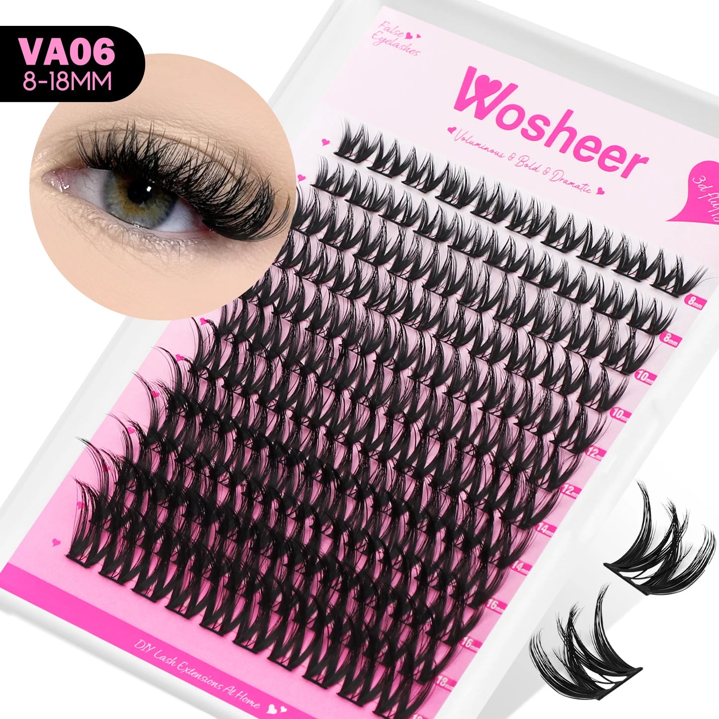WOSHEER Lash Clusters Manga Lash Clusters Kit Clear Fairy Eyelash Clusters Wet-Look Spiky Anime Lashes Individual Lashes