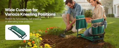 Garden Kneeler and Seat 6 inch Wide Kneeling Pad Heavy Duty Garden Kneeling Stool Folding Garden Seat with 2 Tool Bags